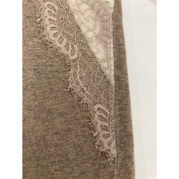 J.Crew Women’s M Brown Wool Blend Colorblock Lace Sweater Preppy Winter - Picture 5 of 9